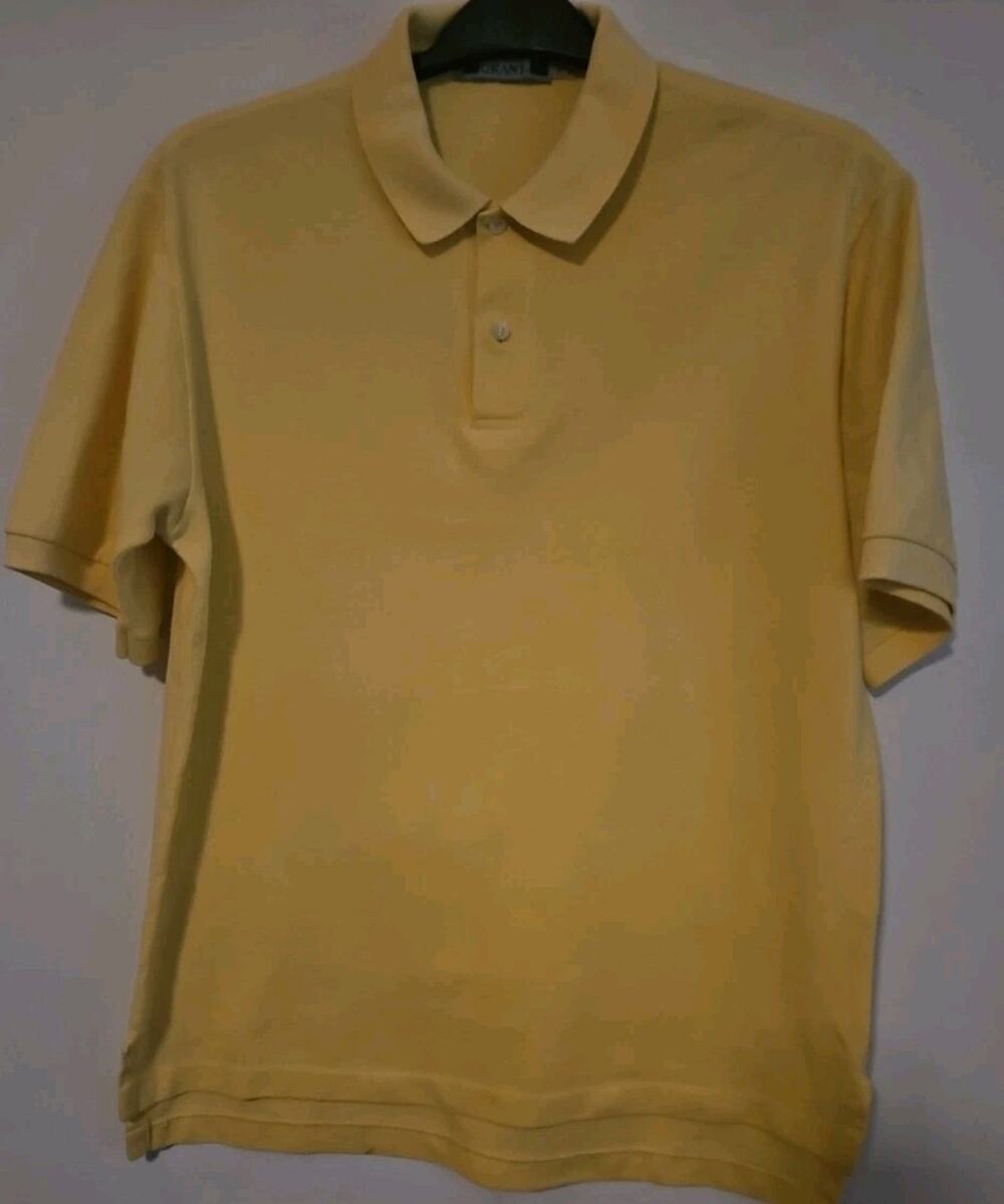 Sutter & Grant Polo Shirt Mens Size Med Yellow Solid 100% Cotton Short Sleeve